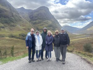 The Three Sisters of Glencoe with dramatic mountain peaks rising from the historic Highland glen